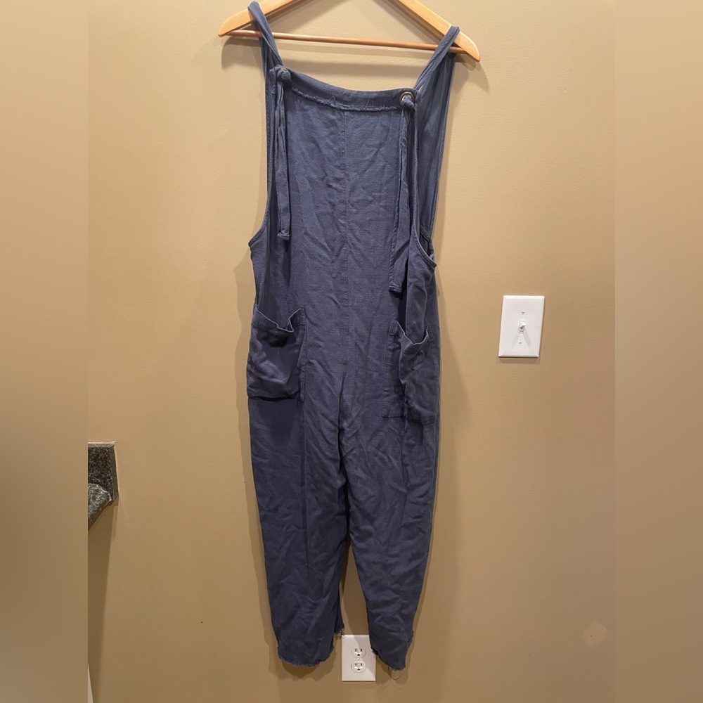 Natural life cropped blue overalls